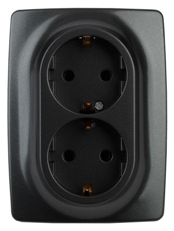 Розетка 2-м СП 12 12-2106-05 16А IP20 16AX 250В 2х2P+E Schuko антрацит  Б0031232