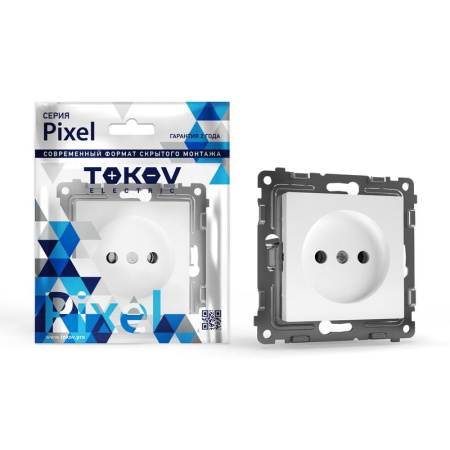 Розетка 1-м СП Pixel 16А IP20 без заземл. защ. шторки механизм бел.  TKE-PX-R1SF-C01