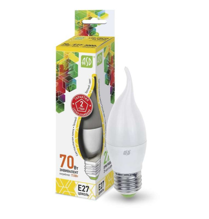 Лампа светодиодная LED-свеча на ветру-standard 7.5Вт свеча на ветру 3000К тепл. бел. E27 675лм 160-260В  4690612004570