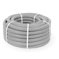 Труба гофрированная ПНД легкая d32мм с протяжкой 350 Н безгалоген. (HF) стойкая к УФ сер. (уп.25м)  PR02.0132