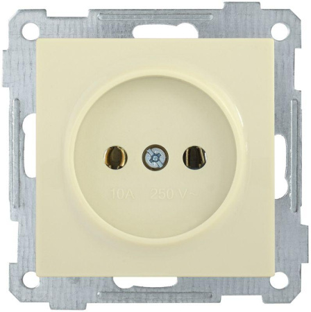 Розетка 1-м СП Bolero РС10-1-0-Б 10А IP20 без заземл. механизм крем.  ERB10-K33-10