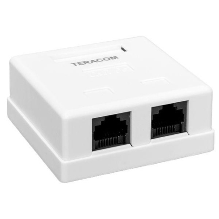 Розетка настенная TERACOM кат.5E неэкранированная 2 порта RJ-45 Dual IDC бел.  TRC-WBOX-2RJ45-5EUTP-WH