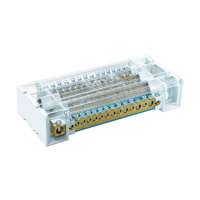 Блок распределительный 4р 11х7мм+2х8мм+2х9мм+1х12мм на DIN рейку с вын. клеммой  BD3160164