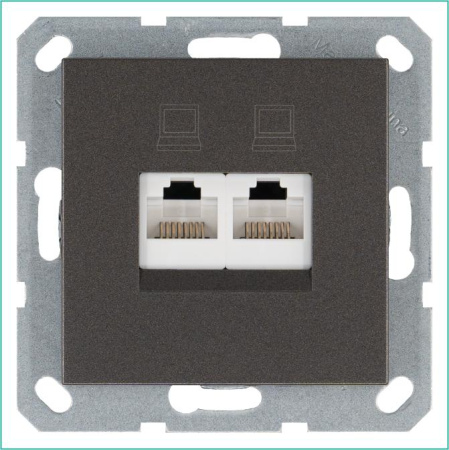 Розетка компьютерная 2-м RJ45 IP20 кат. 6 механизм мокко  G6108Z