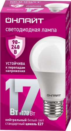 Лампа светодиодная 90 403 OLL-A60-17-230-4K-E27 (PRO 90-240В)  90403