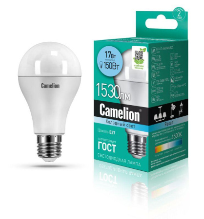 Лампа светодиодная LED17-А65/845/E27 17Вт грушевидная 4500К бел. E27 1530лм 170-265В  12309