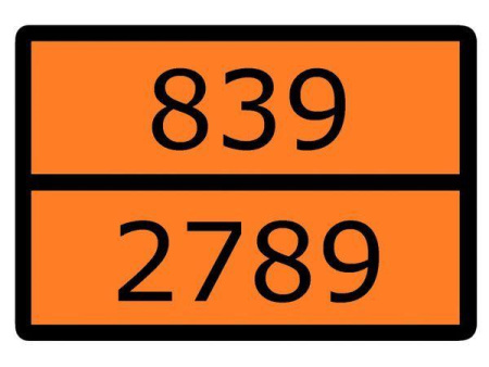 Знак для маркировки опасных грузов "Номер ООН 839/2789" 300х400мм пленка самоклеящаяся  an-7-839-2789