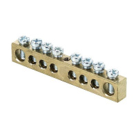 Шина PEN "ноль-земля" 6х9 8 отвер. латунь крепеж по центру PROxima  sn0-63-08