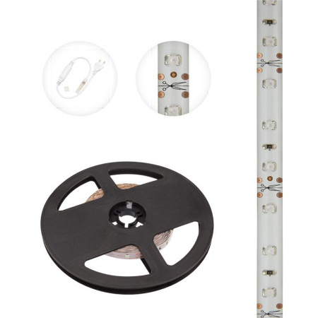 Лента светодиодная SMD3528 син. 4.8Вт/м 60LED/м 12В IP65 (уп.5м)  141-353