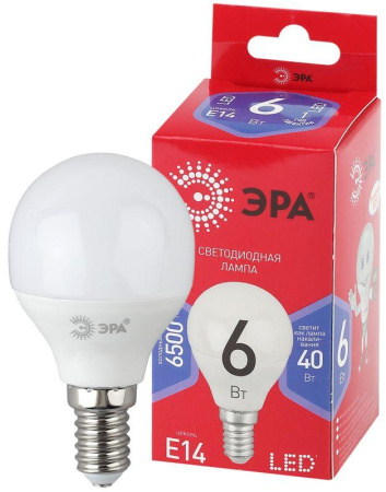 Лампа светодиодная RED LINE LED P45-6W-865-E14 R 6Вт P45 шар 6500К холод. бел. E14  Б0045356