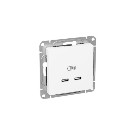 Розетка 2-м СП Эпика USB-C механизм бел.  UP1-SOW-2USBC