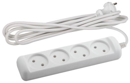 Удлинитель 4х3м без заземл. 10А IP20 U-4-3m-2х1 ПВС 2х1  Б0028362