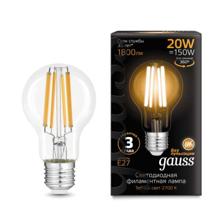 Лампа светодиодная филаментная Black Filament 20Вт A60 грушевидная 2700К тепл. бел. E27 1800лм  102902120