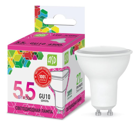 Лампа светодиодная LED-JCDRC-standard 5.5Вт 230В GU10 6500К 495Лм  4690612019161