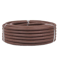 Труба гофрированная ПВХ d20мм с протяжкой темн. дерево (уп.25м) Plast PROxima  tg-z-20d