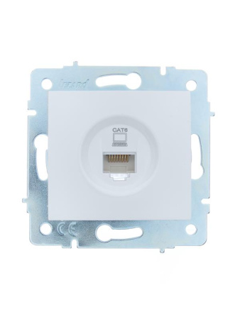 Розетка компьютерная 1-м СП ASTI IP20 RJ45 механизм Cat 6e бел.  7081-0288-140
