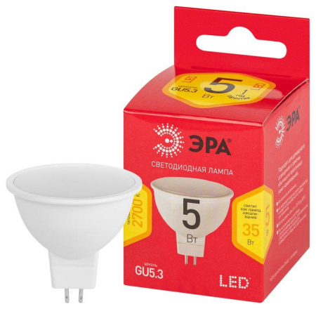 Лампа светодиодная RED LINE LED MR16-5W-827-GU5.3 R 5Вт MR16 софит 2700К тепл. бел. GU5.3  Б0050230