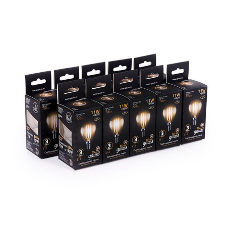 Лампа светодиодная филаментная Black Filament 11Вт P45 шар 2700К тепл. бел. E14 810лм  105801111
