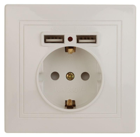 Розетка+USB СП IP20 Plano сл. кость 1-410-02  Б0053943