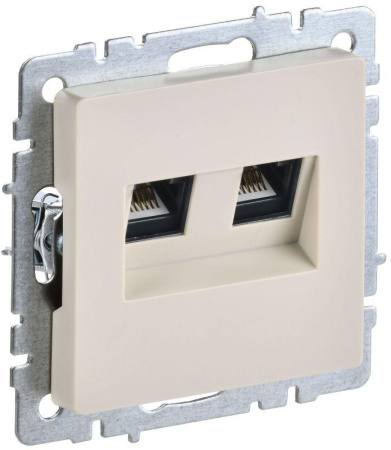 Розетка компьютерная двойн. СП RJ45 кат.5E BRITE РК10-2-БрКр механизм беж.  BR-K20-1-K10