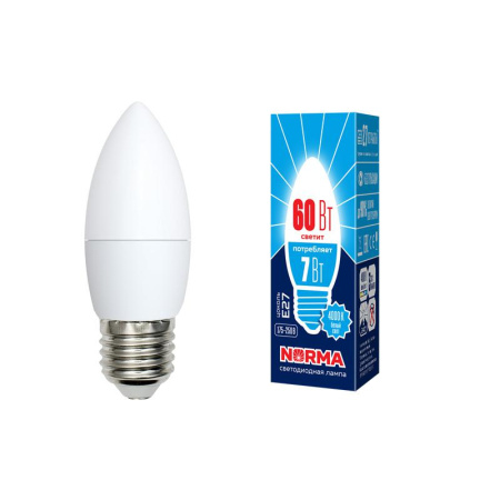 Лампа светодиодная LED-C37-7W/NW/E27/FR/NR Norma 7Вт матовая E27 (упак. картон)  UL-00003798