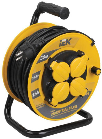 Удлинитель на катушке 4х30м с заземл. 16А IP44 Industrial plus УК30 3х1.5 термозащита  WKP15-16-04-30-44