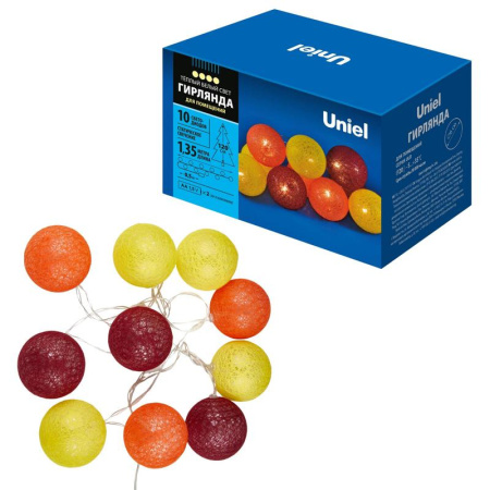 Гирлянда ULD-S0135-010/STB/2AA WARM WHITE IP20 TANGLES-3 "Клубки-3" 2AA (не в/к) 1.35м 10 LED тепл. свет. провод прозр.  UL-00008668