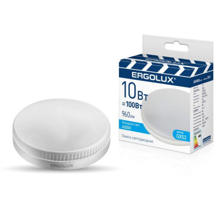 Лампа светодиодная LED-GX53-10W-GX53-4K 10Вт GX53 4500К 180-240В ПРОМО  15560