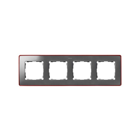 Рамка 4-м 82 Detail холодный алюм.; основание красн.  8201640-255