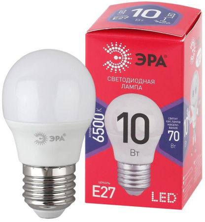 Лампа светодиодная RED LINE LED P45-10W-865-E27 R 10Вт P45 шар 6500К холод. бел. E27  Б0045355