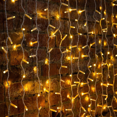 Гирлянда светодиодная "Дождь" 2х6м 768LED тепл. бел. 70Вт 230В IP65 постоян. свечение провод бел. (партия 2020 - 768LED)  235-296