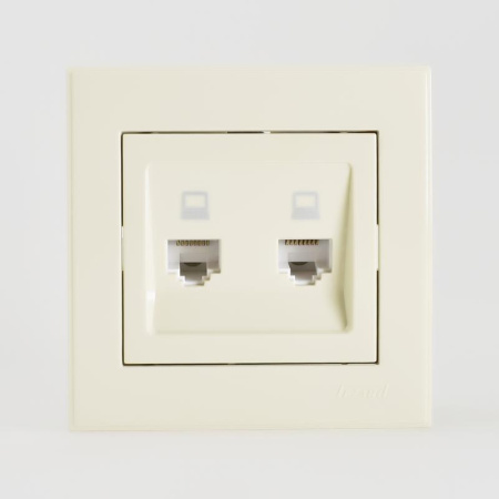 Розетка компьютерная 2-м СП Rain RJ45 крем.  703-0303-141