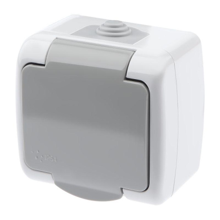 Розетка ОП 16А 250В 2P+E Schuko IP54 с заземл. сер. Atlantic 5-201-03  Б0050945