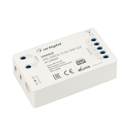 Диммер ARL-SIRIUS-TUYA-DIM-SUF (12-24В 4х4А 2.4G) (IP20 пластик)  032342