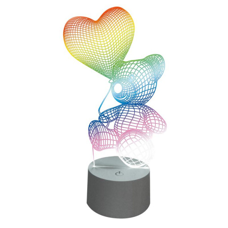 Светильник ULI-M503 RGB/3AAA LOVEBEAR/WHITE с эффектом 3D «Мишка с сердцем» 3AAA (не в/к) 1 светодиод. RGB свет. USB кабель в/к  UL-00007420