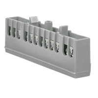 Шина L "фаза" 6х9 12 отверстий серый изолированный корпус на DIN-рейку латунь PROxima  sn0-63-12-is