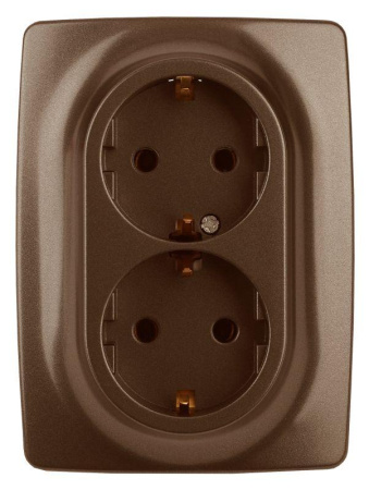 Розетка 2-м СП 12 12-2106-13 16А IP20 16AX 250В 2х2P+E Schuko бронз.  Б0031235