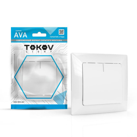 Выключатель 1-кл. СП AVA 10А IP20 с индикатором в сборе бел.  TKL-AV-V1IF-C01