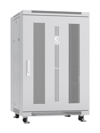 Шкаф монтажный телекоммуникационный напольный ND-05C-18U60/100 19дюйм для распред. и серверн. оборудования 18U 600х1000х988мм передн. и задн. перфорир. двери ручка с замком сер. (RAL 7035)  7883c