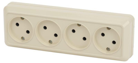 Розетка 4-м ОП Quadro 2-207-02 16А IP20 250В 4х2P сл.кость  Б0053831