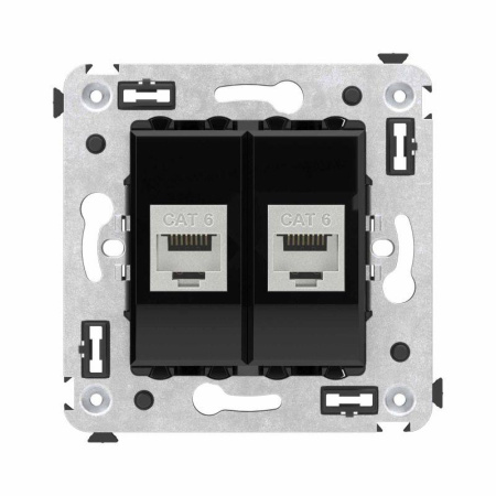 Розетка компьютерная 2-м СП Avanti "Черный квадрат" RJ45 кат.6 без шторок экранир. механизм  4402794