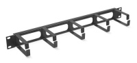 Органайзер кабельный JB08-1U-BK горизонт. 19дюйм 1U 5 колец метал. (RAL9004) черн.  7115c