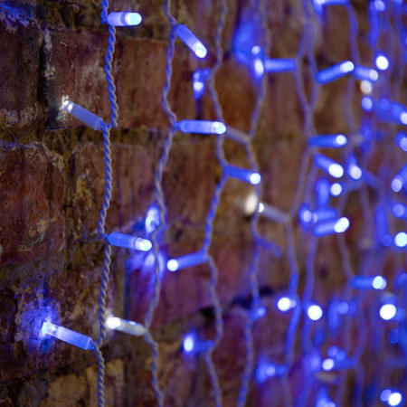 Гирлянда светодиодная "Светодиодный Дождь" 2х1.5м 300LED син. 23Вт 230В IP65 эффект мерцания провод бел. (нужен шнур питания 303-500-1)  235-223
