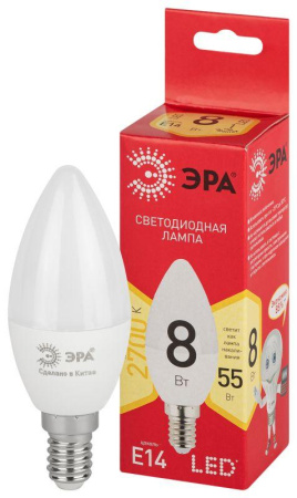 Лампа светодиодная RED LINE LED B35-8W-827-E14 R 8Вт B35 свеча 2700К тепл. бел. E14  Б0050694