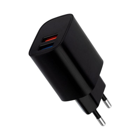 Устройство зарядное сетевое 2хUSB 5В 2.4А черн.  16-0283