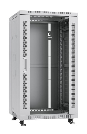 Шкаф монтажный телекоммуникационный напольный SH-05C-22U60/100 19дюйм для распред. и серверн. оборудования 22U 600х1000х1166мм передн. стеклян. и задн. сплошн. метал. двери ручка с замком сер. (RAL 7035)  7054c