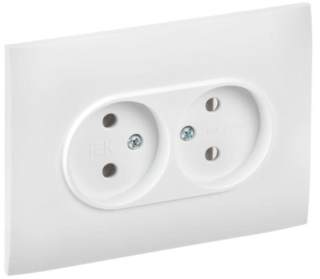 Розетка 2-м SKANDY 10А без заземл. без защ. шторок в сборе SK-R10W арктич. бел.  SK-R20-10-K01-F