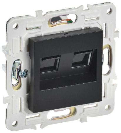 Розетка компьютерная двойн. RJ45 кат.5E SKANDY SK-K03Bl черн.  SK-K20-1-K02