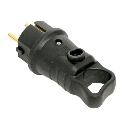Вилка угловая 16А 2P+PE 230В IP44 с кольцом каучук Basic  RPS-017-16-230-44