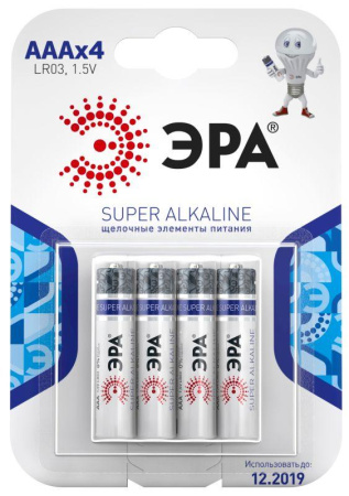 Элемент питания алкалиновый AAA/LR03 LR03-4BL (блист.4шт)  C0038451